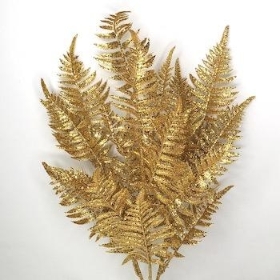Gold Glitter Fern Bush 54cm