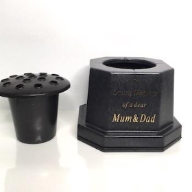 Black In Loving Memory Mum & Dad Memorial Pot