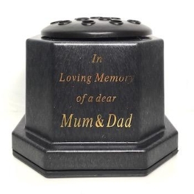 Black In Loving Memory Mum & Dad Memorial Pot