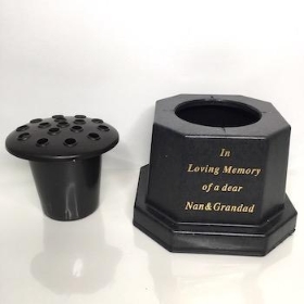 Black In Loving Memory Nan & Grandad Memorial Pot