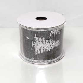 Grey Reindeer Tree Ribbon 63mm