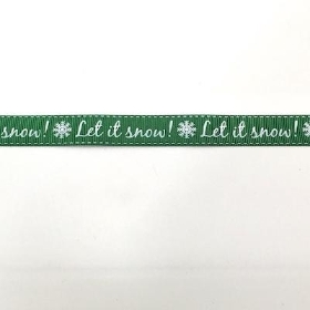Green Let It Snow Ribbon 15mm