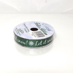 Green Let It Snow Ribbon 15mm