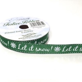 Green Let It Snow Ribbon 15mm