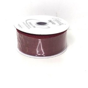 Burgundy Burlap Ribbon 38mm