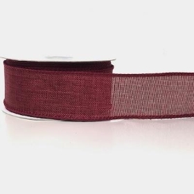 Burgundy Burlap Ribbon 38mm