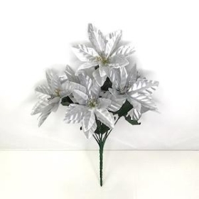 48 x Silver Poinsettia Bush 29cm