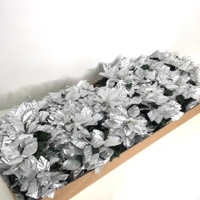 48 x Silver Poinsettia Bush 29cm