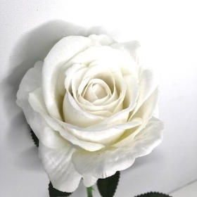 Ivory Velvet Touch Open Rose 52cm