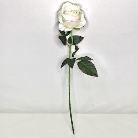 Ivory Velvet Touch Open Rose 52cm
