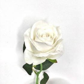 Ivory Velvet Touch Open Rose 52cm