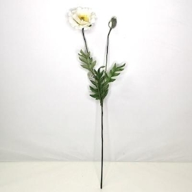 White Poppy And Bud 69cm