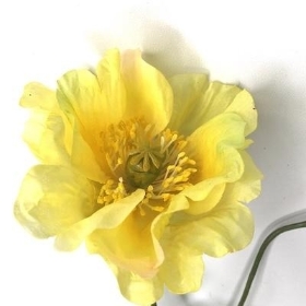 Yellow Poppy And Bud 69cm