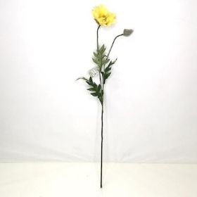 Yellow Poppy And Bud 69cm