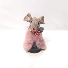 Pink Coat Fabric Mouse 8cm