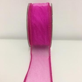 Cerise Organza Ribbon 50mm