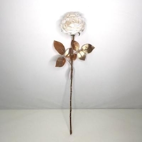 White Glittered Rose 56cm