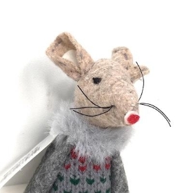 Grey Jumper Fabric Mouse 8cm