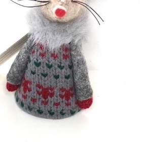 Grey Jumper Fabric Mouse 8cm