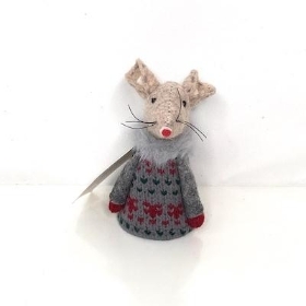 Grey Jumper Fabric Mouse 8cm