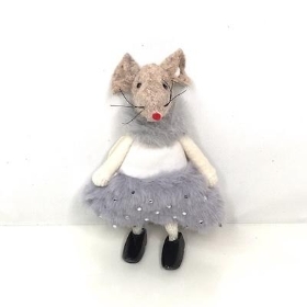 Grey Mouse In Clogs 11cm