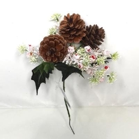 Pinecone And Snowy Berry Pick 20cm