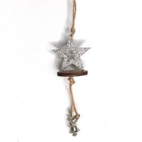 Silver Glitter Hanging Star 5cm