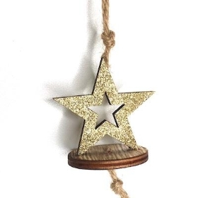 Gold Glitter Hanging Star 5cm