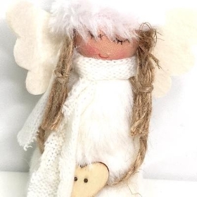 Cream Fabric Angel 16cm