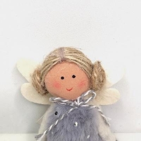Grey Fabric Angel 8cm