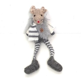 Grey Dangly Legs Mouse 18cm