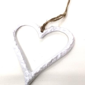 White Metal Hanging Heart 10cm