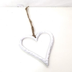 White Metal Hanging Heart 10cm