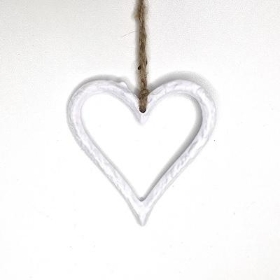 White Metal Hanging Heart 10cm