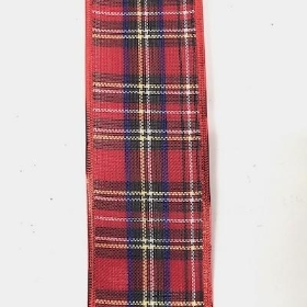 Red Blue Tartan Ribbon 63mm