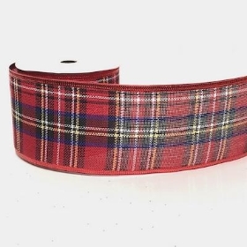 Red Blue Tartan Ribbon 63mm