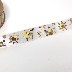 Gold Snowflake Ribbon 15mm
