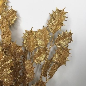 Gold Glitter Holly Bush 52cm