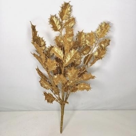 Gold Glitter Holly Bush 52cm