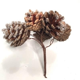 Frosted Pinecone Pick x 6