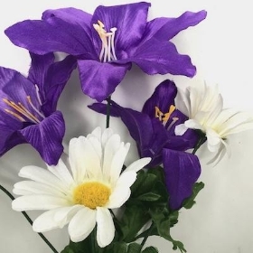 Purple Lily And Daisy Bush 32cm