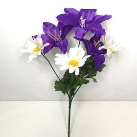 Purple Lily And Daisy Bush 32cm