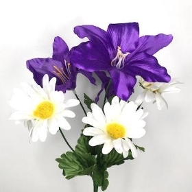 Purple Lily And Daisy Bush 32cm