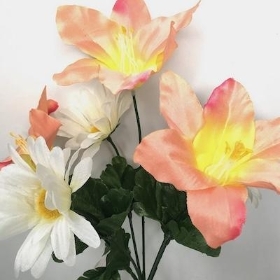 Peach Lily And Daisy Bush 32cm