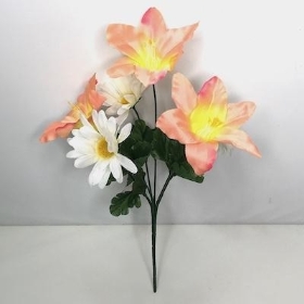 Peach Lily And Daisy Bush 32cm