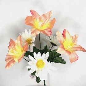 Peach Lily And Daisy Bush 32cm