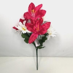 Cerise Lily And Daisy Bush 32cm