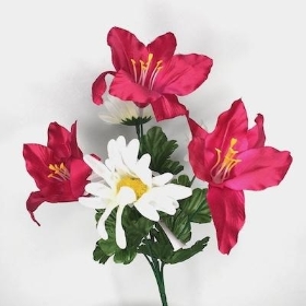 Cerise Lily And Daisy Bush 32cm