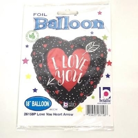 Black I Love You Foil Balloon