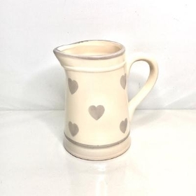 Grey Cream Heart Ceramic Jug 16cm